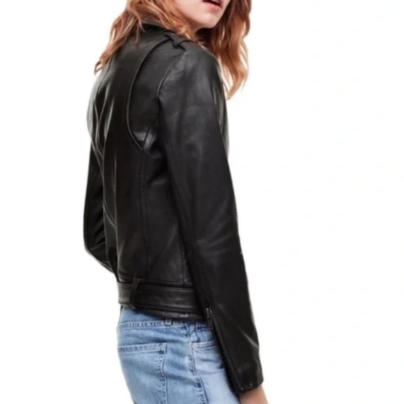 Mackage for Aritzia Black Lamb Skin Leather Moto Jacket Size XS - Picture 2 of 13